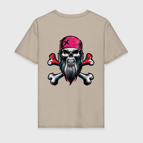 Мужская футболка хлопок с принтом Пират байкер в Курске, 100% хлопок | прямой крой, круглый вырез горловины, длина до линии бедер, слегка спущенное плечо. | 