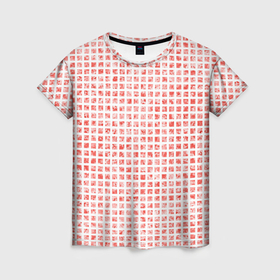 Женская футболка 3D с принтом Паттерн маленькая красная мозаичная плитка в Екатеринбурге, 100% полиэфир ( синтетическое хлопкоподобное полотно) | прямой крой, круглый вырез горловины, длина до линии бедер | 
