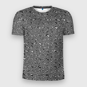Мужская футболка 3D Slim с принтом Чёрно белый абстрактный в Кировске, 100% полиэстер с улучшенными характеристиками | приталенный силуэт, круглая горловина, широкие плечи, сужается к линии бедра | 