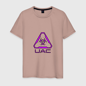 Мужская футболка хлопок с принтом UAC фиолетовый в Екатеринбурге, 100% хлопок | прямой крой, круглый вырез горловины, длина до линии бедер, слегка спущенное плечо. | Тематика изображения на принте: 
