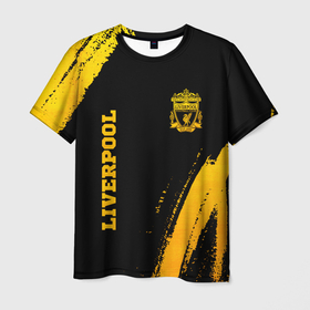 Мужская футболка 3D с принтом Liverpool   gold gradient вертикально в Курске, 100% полиэфир | прямой крой, круглый вырез горловины, длина до линии бедер | 