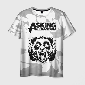 Мужская футболка 3D с принтом Asking Alexandria рок панда на светлом фоне в Санкт-Петербурге, 100% полиэфир | прямой крой, круглый вырез горловины, длина до линии бедер | Тематика изображения на принте: 