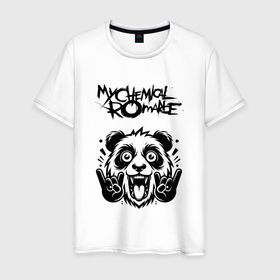 Мужская футболка хлопок с принтом My Chemical Romance   rock panda в Новосибирске, 100% хлопок | прямой крой, круглый вырез горловины, длина до линии бедер, слегка спущенное плечо. | Тематика изображения на принте: 