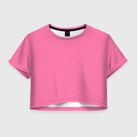 Женская футболка Crop-top 3D с принтом Яркий розовый однотонный в крапинку в Петрозаводске, 100% полиэстер | круглая горловина, длина футболки до линии талии, рукава с отворотами | 