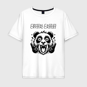 Мужская футболка хлопок Oversize с принтом Crystal Castles   rock panda , 100% хлопок | свободный крой, круглый ворот, “спинка” длиннее передней части | 