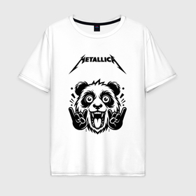 Мужская футболка хлопок Oversize с принтом Metallica   rock panda в Тюмени, 100% хлопок | свободный крой, круглый ворот, “спинка” длиннее передней части | 