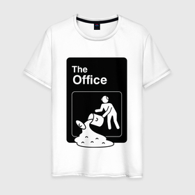 Мужская футболка хлопок с принтом Суп и офис в Петрозаводске, 100% хлопок | прямой крой, круглый вырез горловины, длина до линии бедер, слегка спущенное плечо. | 