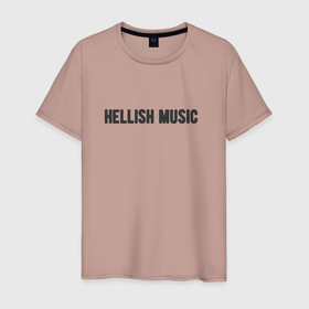 Мужская футболка хлопок с принтом Hellish music в Санкт-Петербурге, 100% хлопок | прямой крой, круглый вырез горловины, длина до линии бедер, слегка спущенное плечо. | 