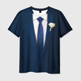Мужская футболка 3D с принтом Смокинг на свадьбу   мальчишник в Новосибирске, 100% полиэфир | прямой крой, круглый вырез горловины, длина до линии бедер | 
