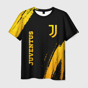 Мужская футболка 3D с принтом Juventus   gold gradient вертикально в Новосибирске, 100% полиэфир | прямой крой, круглый вырез горловины, длина до линии бедер | 