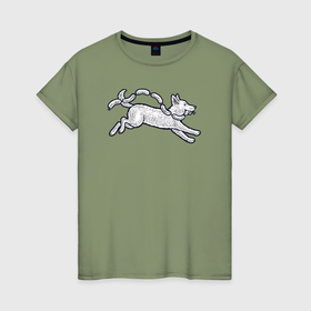 Женская футболка хлопок с принтом Собачка с сосисками в Белгороде, 100% хлопок | прямой крой, круглый вырез горловины, длина до линии бедер, слегка спущенное плечо | 
