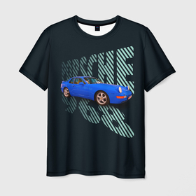 Мужская футболка 3D с принтом Немецкая спортивная машина Porsche 968 в Тюмени, 100% полиэфир | прямой крой, круглый вырез горловины, длина до линии бедер | Тематика изображения на принте: 