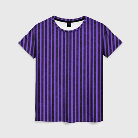 Женская футболка 3D с принтом Полосатый яркий фиолетовый в Екатеринбурге, 100% полиэфир ( синтетическое хлопкоподобное полотно) | прямой крой, круглый вырез горловины, длина до линии бедер | 