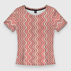 Женская футболка 3D Slim с принтом Волнистые линии персиковый в Курске,  |  | 