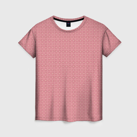 Женская футболка 3D с принтом Светлый красно розовый паттерн узоры в Новосибирске, 100% полиэфир ( синтетическое хлопкоподобное полотно) | прямой крой, круглый вырез горловины, длина до линии бедер | 