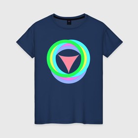 Женская футболка хлопок с принтом Кольца окружностей с треугольником в Курске, 100% хлопок | прямой крой, круглый вырез горловины, длина до линии бедер, слегка спущенное плечо | 