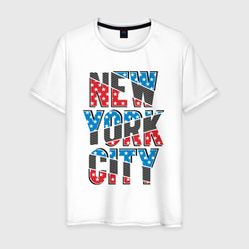 Мужская футболка хлопок с принтом Америка Нью Йорк в Тюмени, 100% хлопок | прямой крой, круглый вырез горловины, длина до линии бедер, слегка спущенное плечо. | 