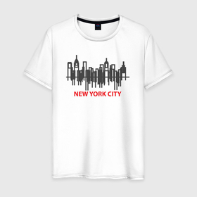 Мужская футболка хлопок с принтом New York United States в Новосибирске, 100% хлопок | прямой крой, круглый вырез горловины, длина до линии бедер, слегка спущенное плечо. | 