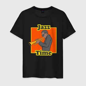 Мужская футболка хлопок с принтом Время джаза в Екатеринбурге, 100% хлопок | прямой крой, круглый вырез горловины, длина до линии бедер, слегка спущенное плечо. | 