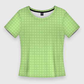 Женская футболка 3D Slim с принтом Зелёный авокадо паттерн клетка в Новосибирске,  |  | Тематика изображения на принте: 