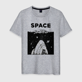 Мужская футболка хлопок с принтом Морской космос в Курске, 100% хлопок | прямой крой, круглый вырез горловины, длина до линии бедер, слегка спущенное плечо. | 