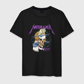 Мужская футболка хлопок с принтом Metallica damaged justice в Санкт-Петербурге, 100% хлопок | прямой крой, круглый вырез горловины, длина до линии бедер, слегка спущенное плечо. | Тематика изображения на принте: 