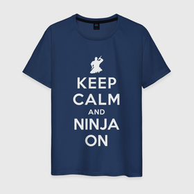 Мужская футболка хлопок с принтом Ninja on в Тюмени, 100% хлопок | прямой крой, круглый вырез горловины, длина до линии бедер, слегка спущенное плечо. | Тематика изображения на принте: 