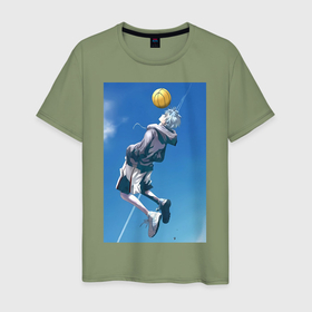 Мужская футболка хлопок с принтом Баскетбол Тэцуя Куроко арт в Новосибирске, 100% хлопок | прямой крой, круглый вырез горловины, длина до линии бедер, слегка спущенное плечо. | 