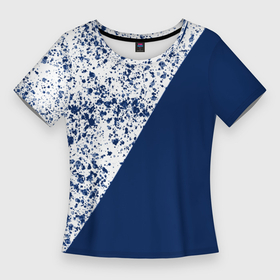 Женская футболка 3D Slim с принтом Сине белый пополам в Курске,  |  | 