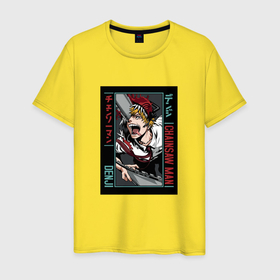 Мужская футболка хлопок с принтом Человек бензопила Денджи chainsaw man Denji в Кировске, 100% хлопок | прямой крой, круглый вырез горловины, длина до линии бедер, слегка спущенное плечо. | 