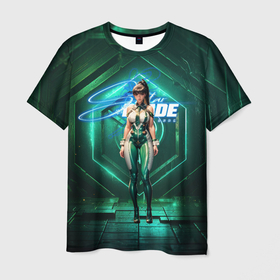 Мужская футболка 3D с принтом Stellar Blade Eve космический зеленый в Курске, 100% полиэфир | прямой крой, круглый вырез горловины, длина до линии бедер | 