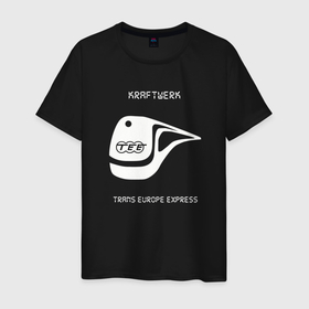 Мужская футболка хлопок с принтом Kraftwerk   Trans europe express в Тюмени, 100% хлопок | прямой крой, круглый вырез горловины, длина до линии бедер, слегка спущенное плечо. | Тематика изображения на принте: 