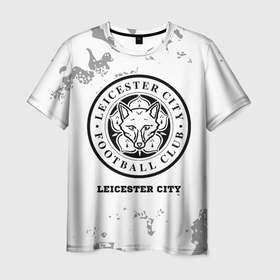 Мужская футболка 3D с принтом Leicester City sport на светлом фоне в Тюмени, 100% полиэфир | прямой крой, круглый вырез горловины, длина до линии бедер | 