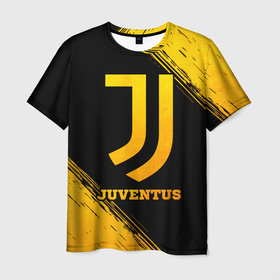 Мужская футболка 3D с принтом Juventus   gold gradient в Новосибирске, 100% полиэфир | прямой крой, круглый вырез горловины, длина до линии бедер | Тематика изображения на принте: 