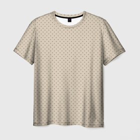 Мужская футболка 3D с принтом Тёмно бежевый однотонный в мелкий рисунок ромбы в Санкт-Петербурге, 100% полиэфир | прямой крой, круглый вырез горловины, длина до линии бедер | 