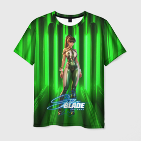 Мужская футболка 3D с принтом Stellar Blade green Eve в Белгороде, 100% полиэфир | прямой крой, круглый вырез горловины, длина до линии бедер | Тематика изображения на принте: 