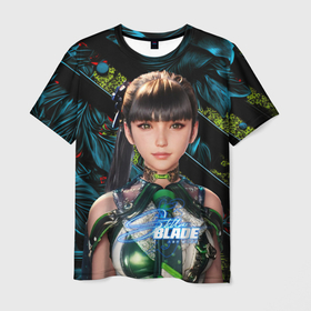 Мужская футболка 3D с принтом Stellar Blade Eve green texture в Екатеринбурге, 100% полиэфир | прямой крой, круглый вырез горловины, длина до линии бедер | 