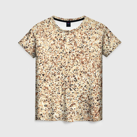 Женская футболка 3D с принтом Светлый коричневый текстурированный под камень в Курске, 100% полиэфир ( синтетическое хлопкоподобное полотно) | прямой крой, круглый вырез горловины, длина до линии бедер | 