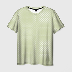 Мужская футболка 3D с принтом Светлый оливковый паттерн сеточка в Петрозаводске, 100% полиэфир | прямой крой, круглый вырез горловины, длина до линии бедер | 