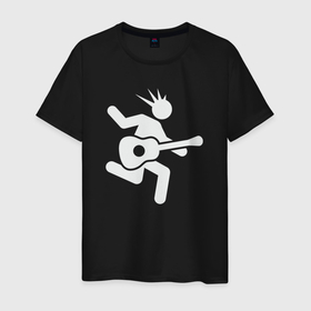 Мужская футболка хлопок с принтом Панк с гитарой в Санкт-Петербурге, 100% хлопок | прямой крой, круглый вырез горловины, длина до линии бедер, слегка спущенное плечо. | 