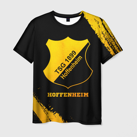 Мужская футболка 3D с принтом Hoffenheim   gold gradient в Белгороде, 100% полиэфир | прямой крой, круглый вырез горловины, длина до линии бедер | 