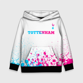 Детская толстовка 3D с принтом Tottenham neon gradient style посередине , 100% полиэстер | двухслойный капюшон со шнурком для регулировки, мягкие манжеты на рукавах и по низу толстовки, спереди карман-кенгуру с мягким внутренним слоем | Тематика изображения на принте: 