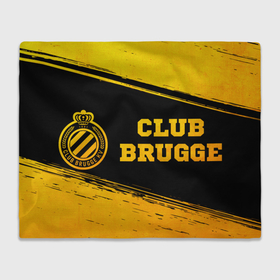 Плед 3D с принтом Club Brugge   gold gradient по горизонтали в Санкт-Петербурге, 100% полиэстер | закругленные углы, все края обработаны. Ткань не мнется и не растягивается | 