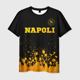 Мужская футболка 3D с принтом Napoli   gold gradient посередине в Тюмени, 100% полиэфир | прямой крой, круглый вырез горловины, длина до линии бедер | 