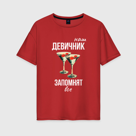 Женская футболка хлопок Oversize с принтом Наш девичник   запомнят все в Петрозаводске, 100% хлопок | свободный крой, круглый ворот, спущенный рукав, длина до линии бедер
 | 