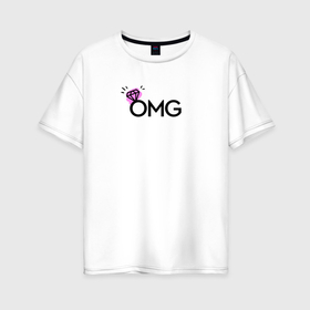 Женская футболка хлопок Oversize с принтом Omg   wedding в Кировске, 100% хлопок | свободный крой, круглый ворот, спущенный рукав, длина до линии бедер
 | 