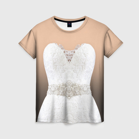 Женская футболка 3D с принтом Свадебное платье   невеста в Курске, 100% полиэфир ( синтетическое хлопкоподобное полотно) | прямой крой, круглый вырез горловины, длина до линии бедер | 