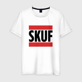 Мужская футболка хлопок с принтом Skuf   красные линии в Кировске, 100% хлопок | прямой крой, круглый вырез горловины, длина до линии бедер, слегка спущенное плечо. | 