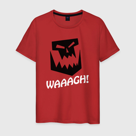 Мужская футболка хлопок с принтом Warhammer waaagh в Кировске, 100% хлопок | прямой крой, круглый вырез горловины, длина до линии бедер, слегка спущенное плечо. | 