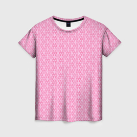 Женская футболка 3D с принтом Светлый розовый королевский узор , 100% полиэфир ( синтетическое хлопкоподобное полотно) | прямой крой, круглый вырез горловины, длина до линии бедер | 